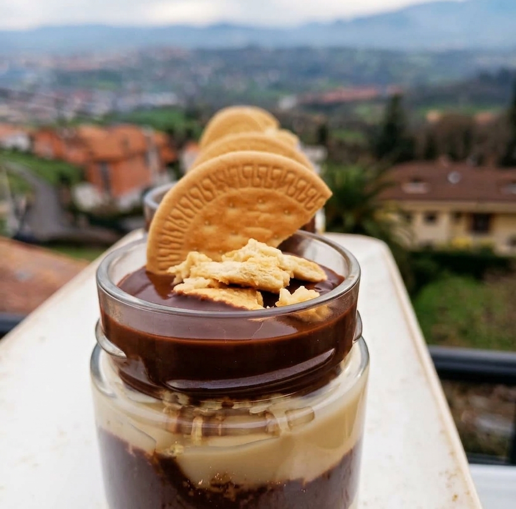 Postre de chocolate servido en vaso